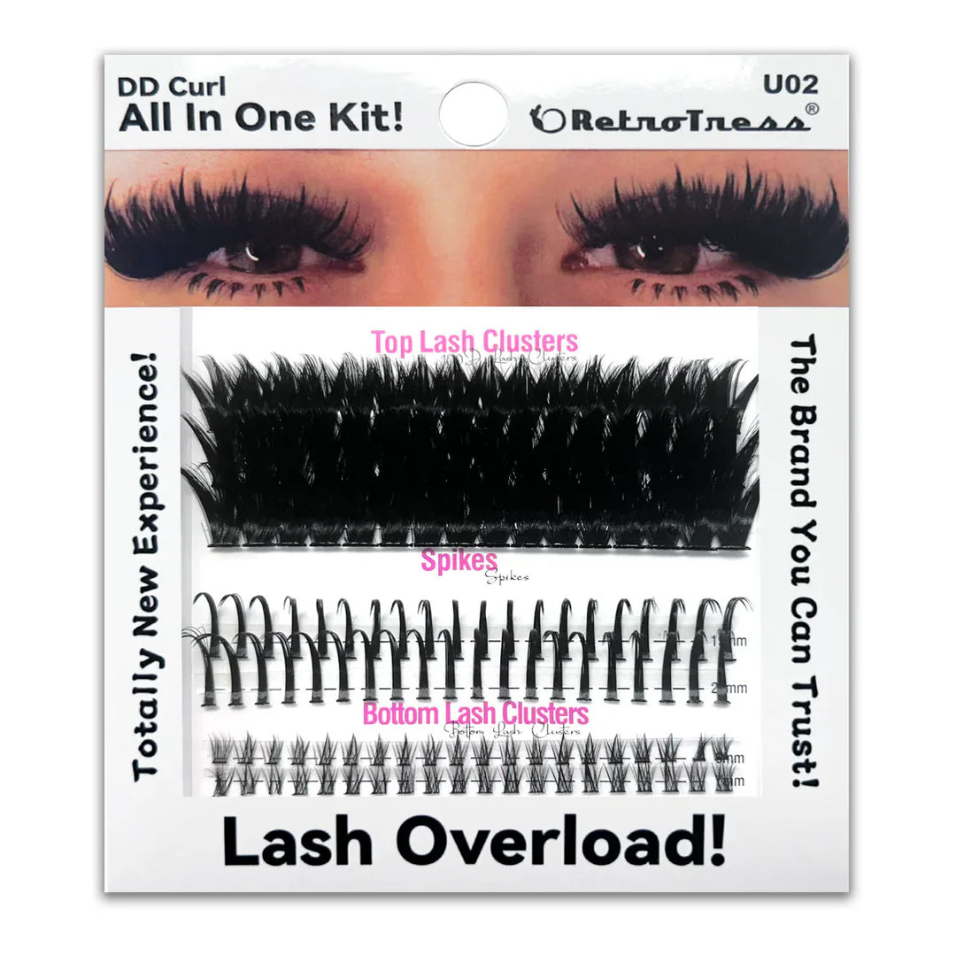 RetroTress ALL IN ONE KIT 3 IN 1 BOX Lashes Clusters Kit DIY Lash Extension