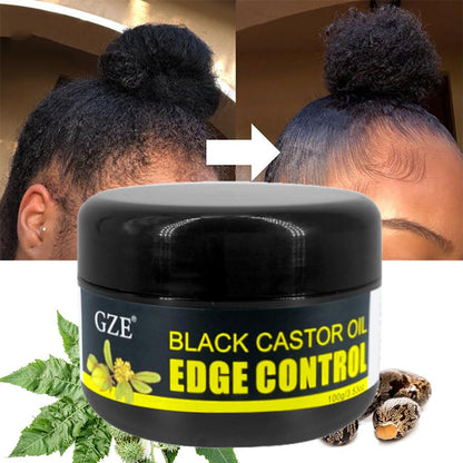 GZE Black Castor Oil Edge Gel Extra Hold Braid, Loc, Twist - Tames Frizz & Controls Edges for Women 4C Hair