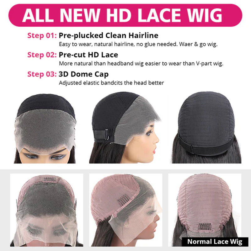 Ishow Glueless Lace Front Wigs Straight Human Hair Wigs 13X4 HD Lace Wigs Pre-Plucked