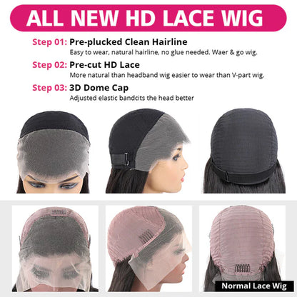 Ishow Glueless Lace Front Wigs Straight Human Hair Wigs 13X4 HD Lace Wigs Pre-Plucked