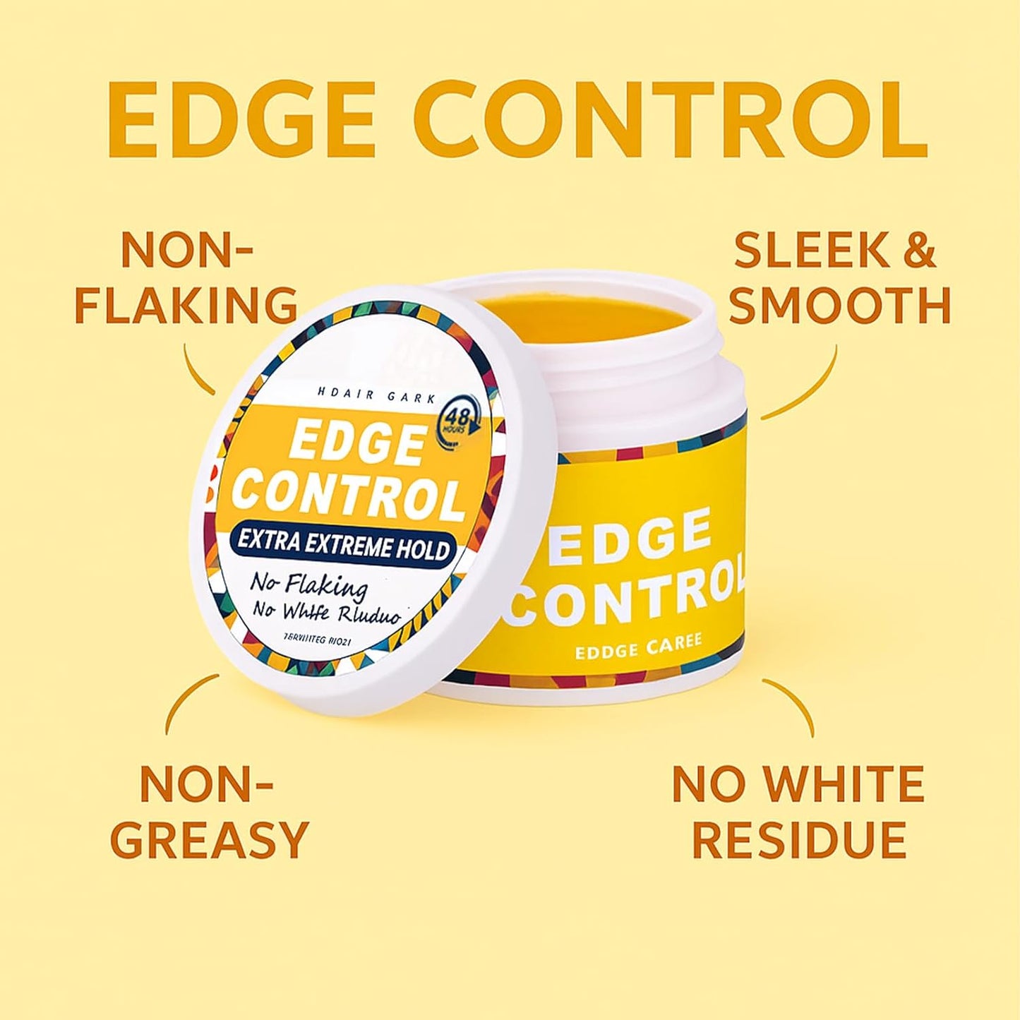 Edge Control Wax Set for Women – 48H Long-Lasting Edge Wax with 2 Brushes for All Hair Types, Strong Hold, Smooth, Non-Greasy, No Flaking No White Residue, 4Oz