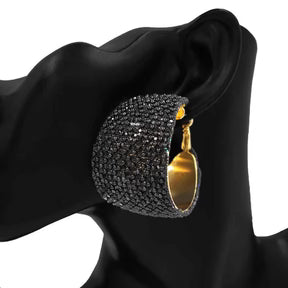 Fashion Wide Stone Hoop Earrings
