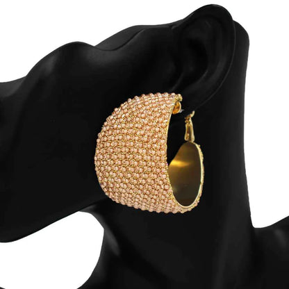 Fashion Wide Stone Hoop Earrings