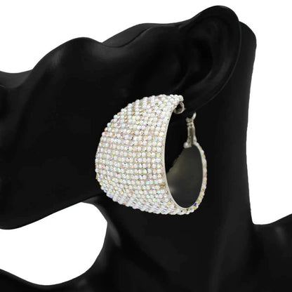 Fashion Wide Stone Hoop Earrings