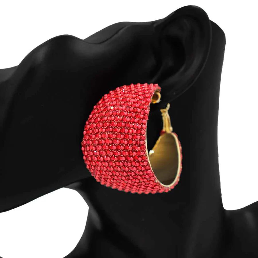 Fashion Wide Stone Hoop Earrings