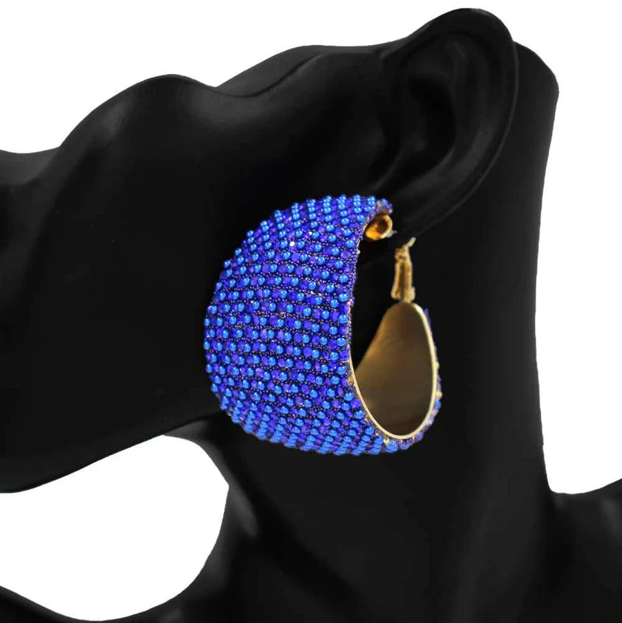 Fashion Wide Stone Hoop Earrings