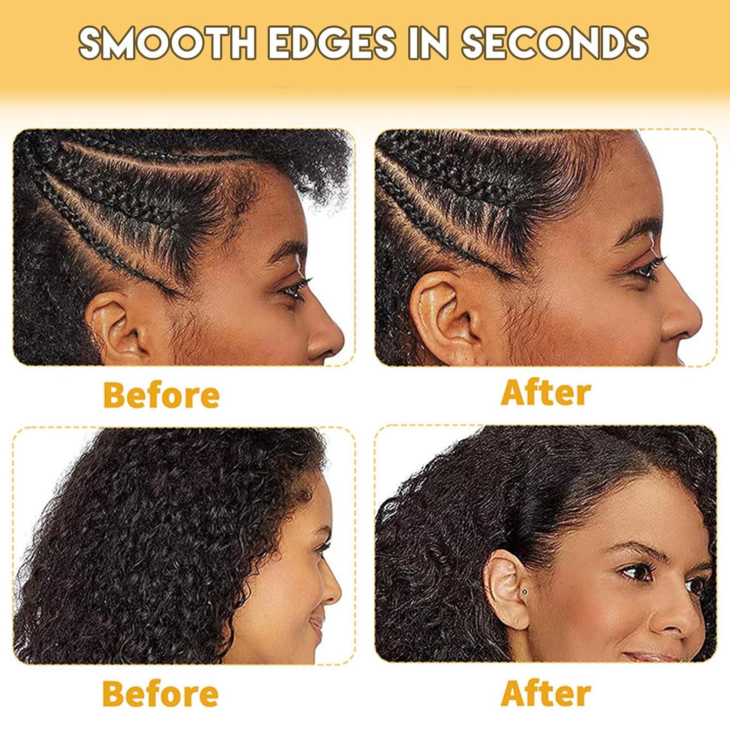 Edge Control Wax Set for Women – 48H Long-Lasting Edge Wax with 2 Brushes for All Hair Types, Strong Hold, Smooth, Non-Greasy, No Flaking No White Residue, 4Oz