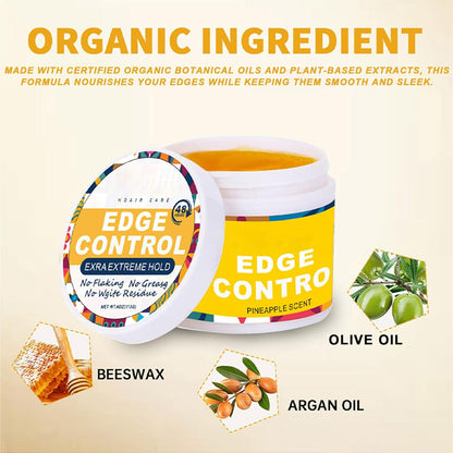 Edge Control Wax Set for Women – 48H Long-Lasting Edge Wax with 2 Brushes for All Hair Types, Strong Hold, Smooth, Non-Greasy, No Flaking No White Residue, 4Oz