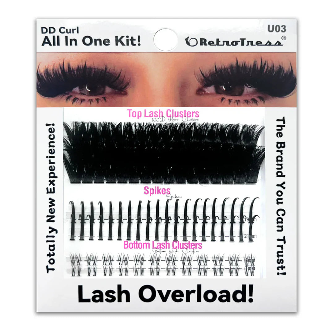 RetroTress ALL IN ONE KIT 3 IN 1 BOX Lashes Clusters Kit DIY Lash Extension